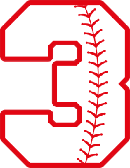 Baseball Style Number 3 With Seam Sticker