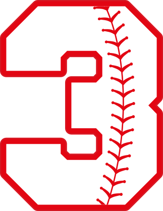 Baseball Style Number 3 With Seam Sticker