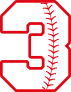 Baseball Style Number 3 With Seam Sticker