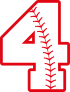 Baseball Style Number 4 With Seam Sticker