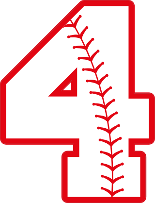 Baseball Style Number 4 With Seam Sticker
