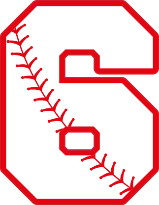 Baseball Style Number 6 With Seam Sticker
