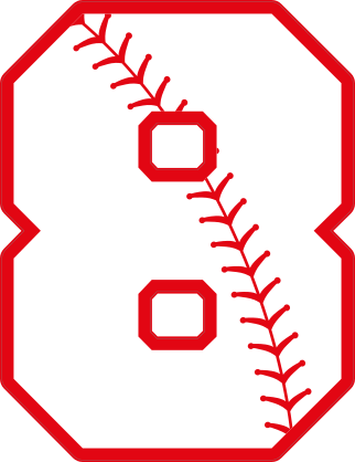 Baseball Style Number 8 With Seam Sticker