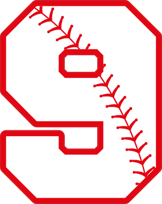 Baseball Style Number 9 With Seam Sticker