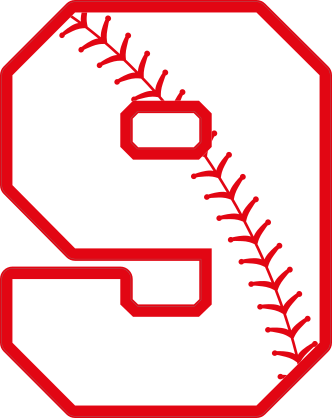Baseball Style Number 9 With Seam Sticker