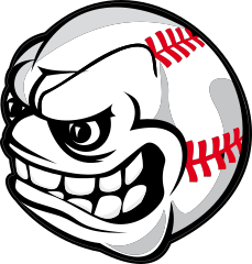 Baseball With Angry Face Sticker