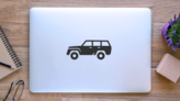 Basic Car Icon Sticker on a Laptop (New) example