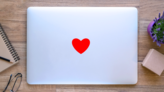 Basic Heart Icon Transfer Sticker on a Laptop (New) example