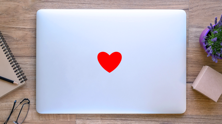 Basic Heart Icon Transfer Sticker on a Laptop (New) example