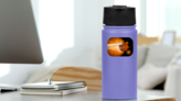 Basketball Ball Flying On The Shiny Background Sticker on a Water Bottle (New) example