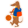 Basketball Dachshund Sticker