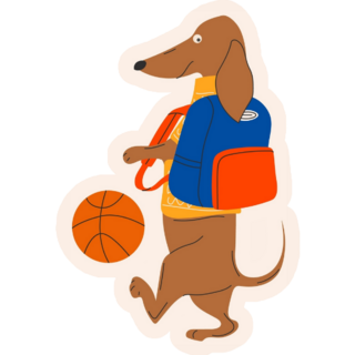 Basketball Dachshund Sticker