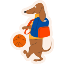 Basketball Dachshund Sticker