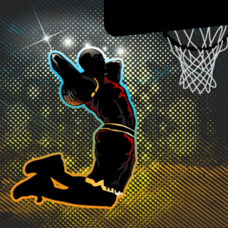 Basketball Player Goes For Two Handed Dunk Sticker