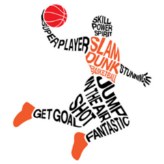 Basketball Player Jumping Typography Illustration Sticker