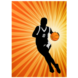 Basketball Player On The Abstract Orange Background Sticker
