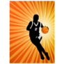 Basketball Player On The Abstract Orange Background Sticker