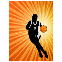 Basketball Player On The Abstract Orange Background Sticker