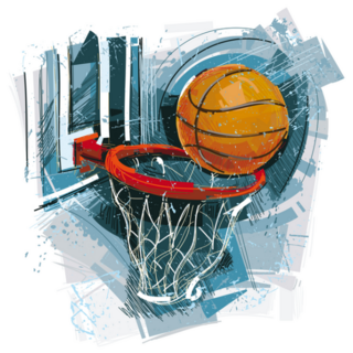 Basketball Sketch Ball in Hoop Sticker