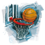 Basketball Sketch Ball in Hoop Sticker