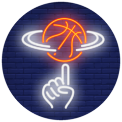 Basketball Spinning On Finger Neon Sign Sticker