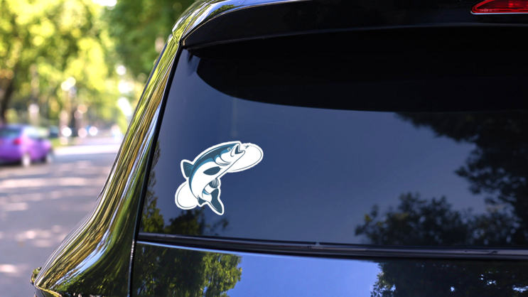 Bass Fishing Sticker on a Rear Car Window (New) example