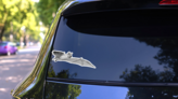 Bat Polygonal Lines Illustration Sticker on a Rear Car Window (New) example