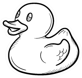 Bath Duck Hand Drawn Outline Doodle Icon Sticker