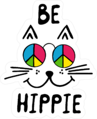 Be Hippie Cat Sticker