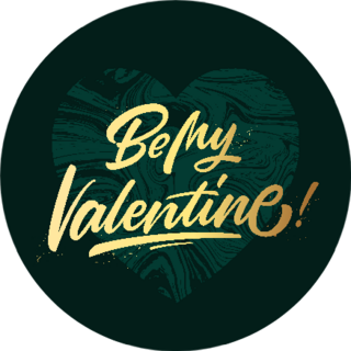 Be My Valentine Gold Calligraphic Lettering Sticker