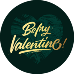 Be My Valentine Gold Calligraphic Lettering Sticker