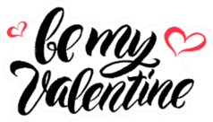 Be My Valentine Text With Two Hearts Sticker