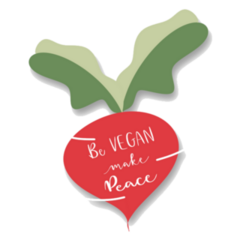 ‘Be Vegan, Make Peace’ Red Beetroot Illustration Sticker