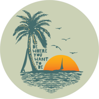 Be Where You Want To Be Palm Tree Beach Sticker