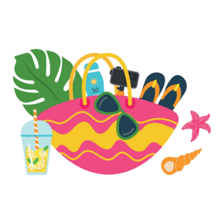 Beach Bag Summer Items Flip Flops Sticker