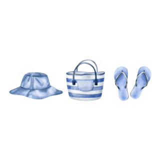 Beach Blue Set Flip-flops Sticker
