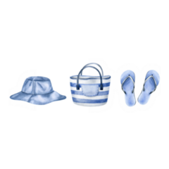 Beach Blue Set Flip-flops Sticker