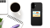 Beach Landscape Sticker on a Phone (New) example