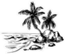 Beach Landscape With Palm Trees Sketch Sticker