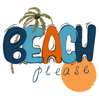 Beach Please Hand Written Summer Vibes Lettering Sticker