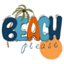 Beach Please Hand Written Summer Vibes Lettering Sticker
