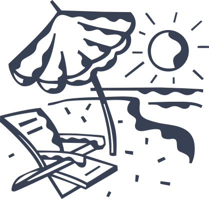 Beach Scene With Umbrella And Chair Sticker