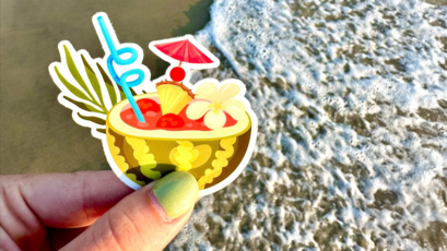 Custom Beach Sticker for Hawaii Themed Party