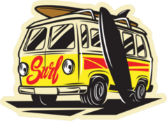 Beach Surfer Bus Sticker