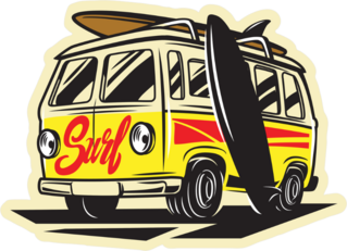 Beach Surfer Bus Sticker