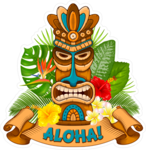 Beach Tiki Tribal Wooden Mask Aloha Sticker