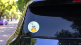 Beach Time Slogan With Cute Cat Sticker on a Rear Car Window (New) example