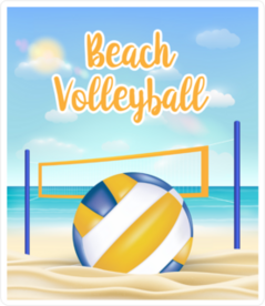 Beach Volleyball Text On Sandy Beach Sticker