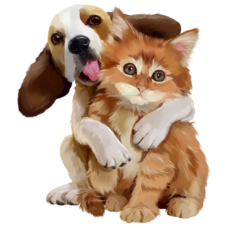Beagle Hugging Kitten Sticker