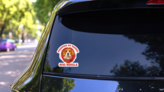 Beagle Ramen Sticker on a Rear Car Window (New) example